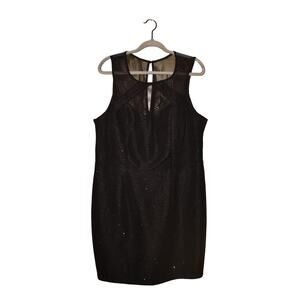 CITY TRIANGLES $109 Black Textured Sequin Illusion‎ Neck Cocktail Dress 18